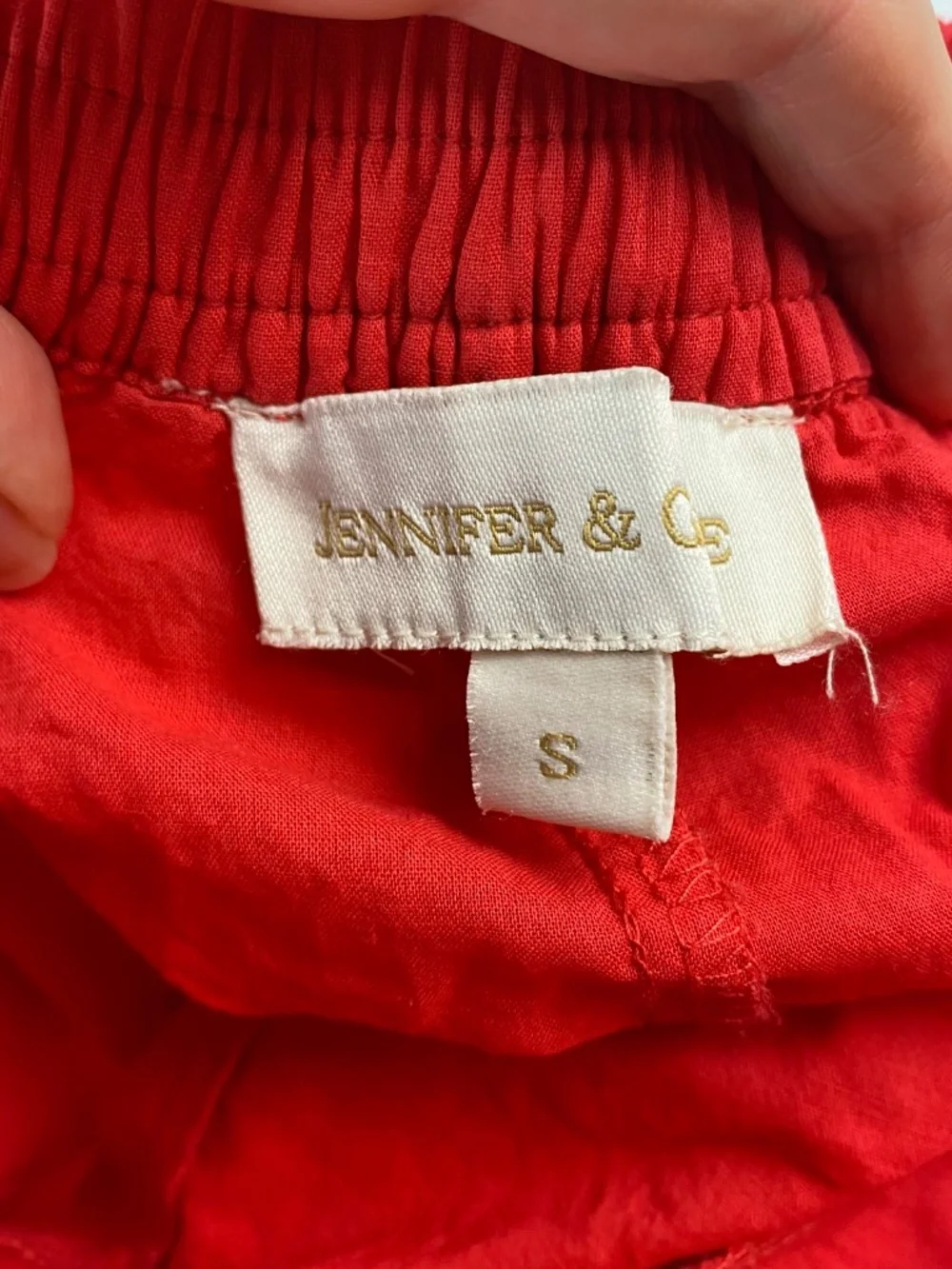 Jennifer & Grace Maxi Eyelet Cotton Skirt in Coral Red Size S